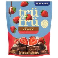 Trü Frü Milk + White Chocolate Frozen Fresh Strawberries Family Size, 18 oz