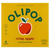 Olipop Crisp Apple Soda, 12 fl oz, 4 count