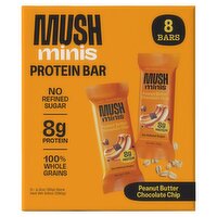 Mush Minis Peanut Butter Chocolate Chip Refrigerated Protein Bar, 1.2 oz, 8 count