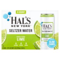 Hal's New York Lime Seltzer Water, 12 fl oz, 8 count