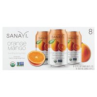 Sanavi Orange Mango Sparkling Spring Water, 12 fl oz, 8 count