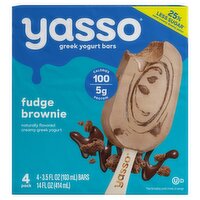 Yasso Fudge Brownie Greek Yogurt Bars, 3.5 fl oz, 4 count, 14 Fluid ounce