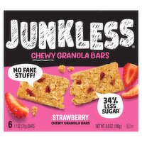 Junkless Strawberries Chewy Granola Bars, 1.1 oz, 6 count, 6.6 Ounce