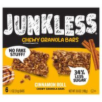 Junkless Cinnamon Roll Chewy Granola Bars, 1.1 oz, 6 count, 6.6 Ounce