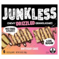 Junkless Birthday Cake Chewy Drizzled Granola Bars, 1.1 oz, 6 count