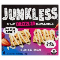 Junkless Berries & Cream Chewy Drizzled Granola Bars, 1.1 oz, 6 count