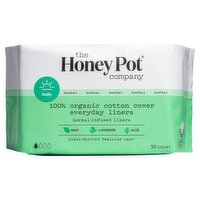 The Honey Pot Daily Herbal 100% Organic Cotton Cover Everyday Liners, 30 count