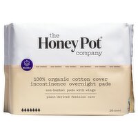 The Honey Pot Bladder Non-Herbal 100% Organic Cotton Cover Incontinence Overnight Pads, 16 count