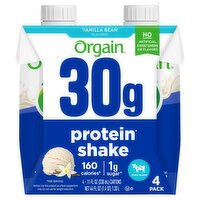 Orgain Vanilla Bean Flavored Protein Shake, 11 fl oz, 4 count