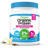 Orgain Organic Protein 50 Superfoods Vanilla Bean Flavored Protein Powder, 18 oz