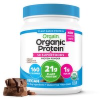 Orgain Organic Protein 50 Superfoods Creamy Chocolate Fudge Flavored Protein Powder, 18 oz