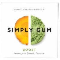 Simply Gum Boost Lemongrass, Turmeric, Cayenne Natural Chewing Gum, 15 count