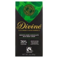 Divine Smooth Dark Chocolate with Mint Crisp, 3 oz