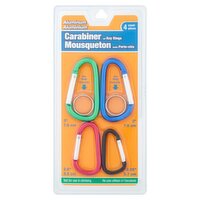 Aluminum Carabiner w/ Key Rings, 4 count, 4 Each