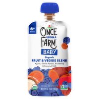 Once Upon a Farm Organic Fruit & Veggie Blend Baby Food, 6+ Months, 3.2 oz