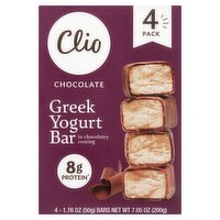 Clio Chocolate Greek Yogurt Bar in Chocolatey Coating, 1.76 oz, 4 count