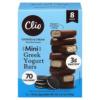Clio Cookies & Cream Mini Greek Yogurt Bars, 0.78 oz, 8 count