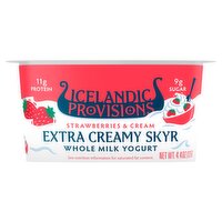 Icelandic Provisions Strawberries & Cream Extra Creamy Skyr Whole Milk Yogurt, 4.4 oz