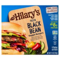 Hilary's Fiesta Black Bean Veggie Burgers, 4 count, 11 oz