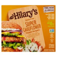 Hilary's Grain Free Super Cauliflower Veggie Burgers, 4 count, 11 oz