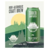 Sober Carpenter IPA Non-Alcoholic Craft Brew, 16 fl oz, 4 count