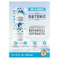Clever G & Tonic Premium Non-Alcoholic Cocktail, 12 fl oz, 4 count