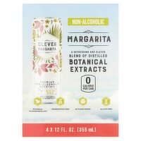 Clever Margarita Premium Non-Alcoholic Cocktail, 12 fl oz, 4 count