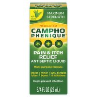 Campho Phenique Maximum Strength Medicated Pain & Itch Relief Antiseptic Liquid, 3/4 fl oz