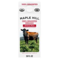 Maple Hill 100% Grassfed Organic Whole Milk, 59 fl oz, 64 Fluid ounce