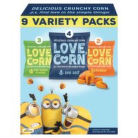 Love, Corn Delicious Crunchy Corn Variety Packs, 0.7 oz, 9 count