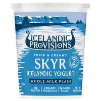 Icelandic Provisions Thick & Creamy Whole Milk Plain Skyr Icelandic Yogurt, 30 oz