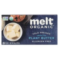 Melt Organic Cold Pressed Unsalted Plant Butter Sticks, 2 Count, 8 oz