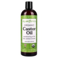 Sky Organics, Organic Castor Oil, Moisturizing Oil for Eyelashes, Hair & Skin, 16oz