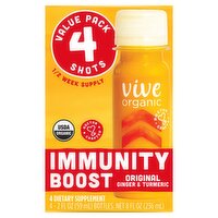 Vive Organic Original Ginger & Turmeric Dietary Supplement Value Pack, 2 fl oz, 4 count