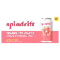 Spindrift Grapefruit Unsweetened Sparkling Water & Real Squeezed Fruit, 12 fl oz, 8 count