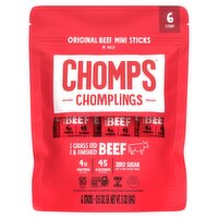 Chomps Chomplings Original Beef Mini Sticks, 0.5 oz, 6 count