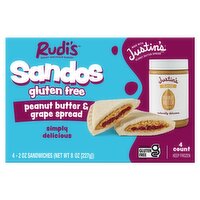 Rudi's Sandos Gluten Free Peanut Butter & Grape Spread Sandwiches, 2 oz, 4 count