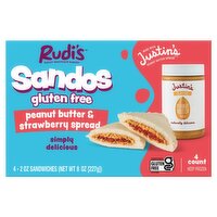 Rudi's Sandos Gluten Free Peanut Butter & Strawberry Spread Sandwiches, 2 oz, 4 count