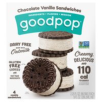 GoodPop Chocolate Vanilla Cookie Sandwiches, 2.25 fl oz, 4 count