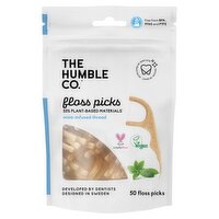 The Humble Co. Mint-Infused Thread Floss Picks, 50 count