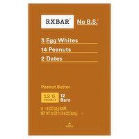 RXBAR No B.S. Peanut Butter Protein Bars, 1.8 oz, 12 count