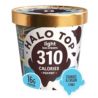 Halo Top Cookies & Cream Light Ice Cream, 1 pint