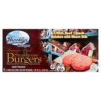 Brooklyn Burger Premium Blend Steakhouse Burgers, 1/3 lb, 6 count