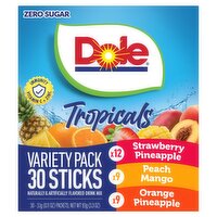 Dole Tropicals Zero Sugar Drink Mix Variety Pack, 0.11 oz, 30 count