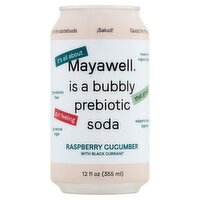 Mayawell Raspberry Cucumber with Black Currant Prebiotic Soda, 12 fl oz