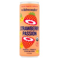 wildwonder Strawberry Passion Prebiotic + Probiotic Sparkling Drink, 12 fl oz