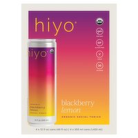 Hiyo Blackberry Lemon Organic Social Tonics, 12 fl oz, 4 count