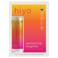 Hiyo Passion Fruit Tangerine Organic Social Tonics, 12 fl oz, 4 count