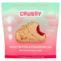 Chubby Snacks Peanut Butter & Strawberry Jam Sandwiches, 2.4 oz, 4 count