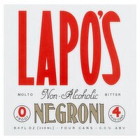 Lapo's Non- Alcoholic Negroni, 8.4 fl oz, 4 count
